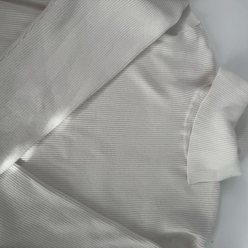 Y2K Lauren Ralph Lauren LRL Sweater Women's Ivory Ribbed Turtleneck Logo XL - Picture 9 of 9